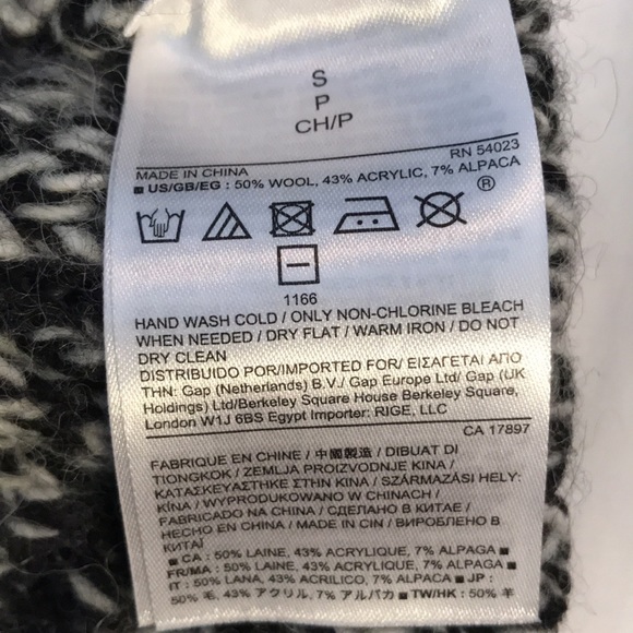 Black/grey/off white honeycomb soft wool/acrylic/alpaca crew neck sweater - Picture 6 of 6